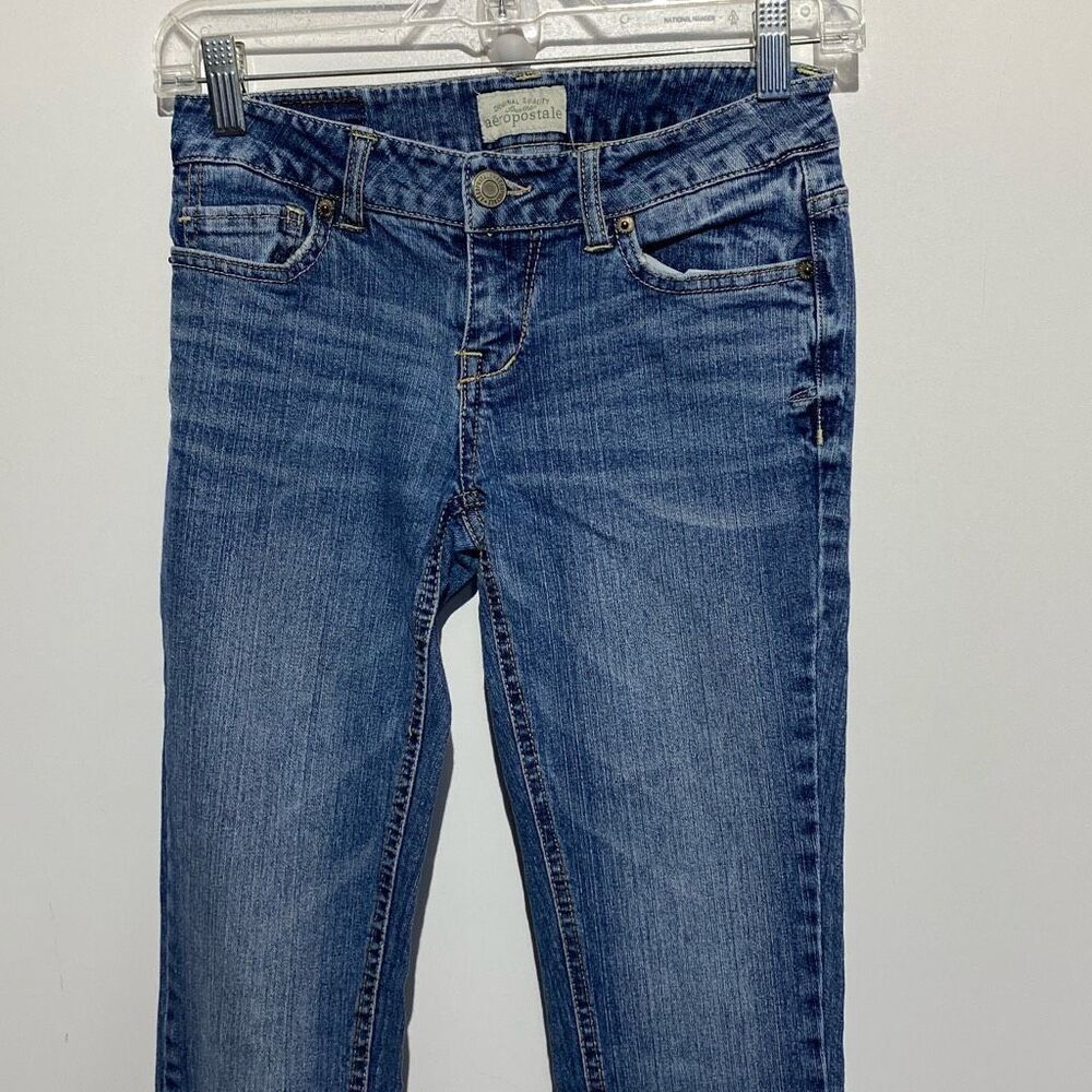 Aeropostale Women's Blue Whiskering Medium Wash Skinny Ankle Jeans Size‎ 0 Long